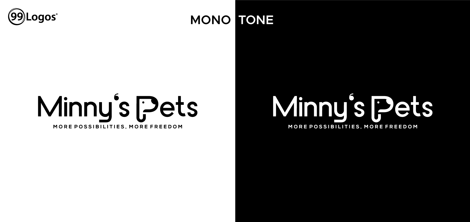 Minnys Pets, logo, monotone