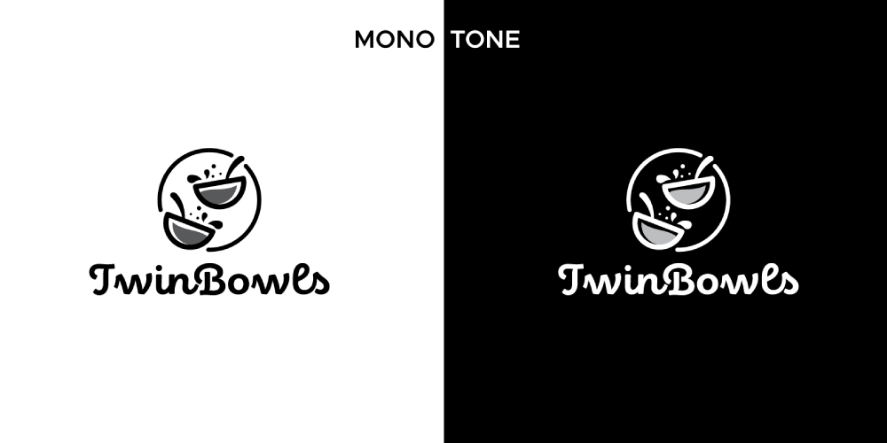 Twin Bowls, logo, monotone
