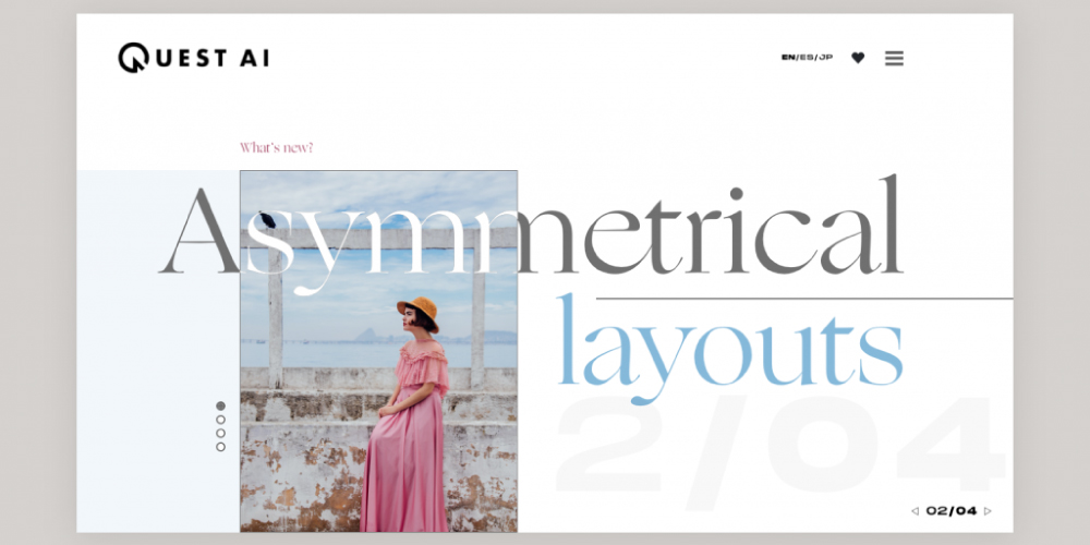 Assymetrical, website, layout
